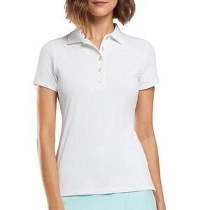 Peter Millar Polo Golf Shirt Ladies Medium White Leoekoos  50+ Sun Protection